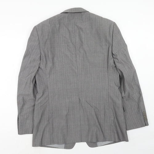 Linea Mens Grey Striped Wool Jacket Suit Jacket Size 42 Regular
