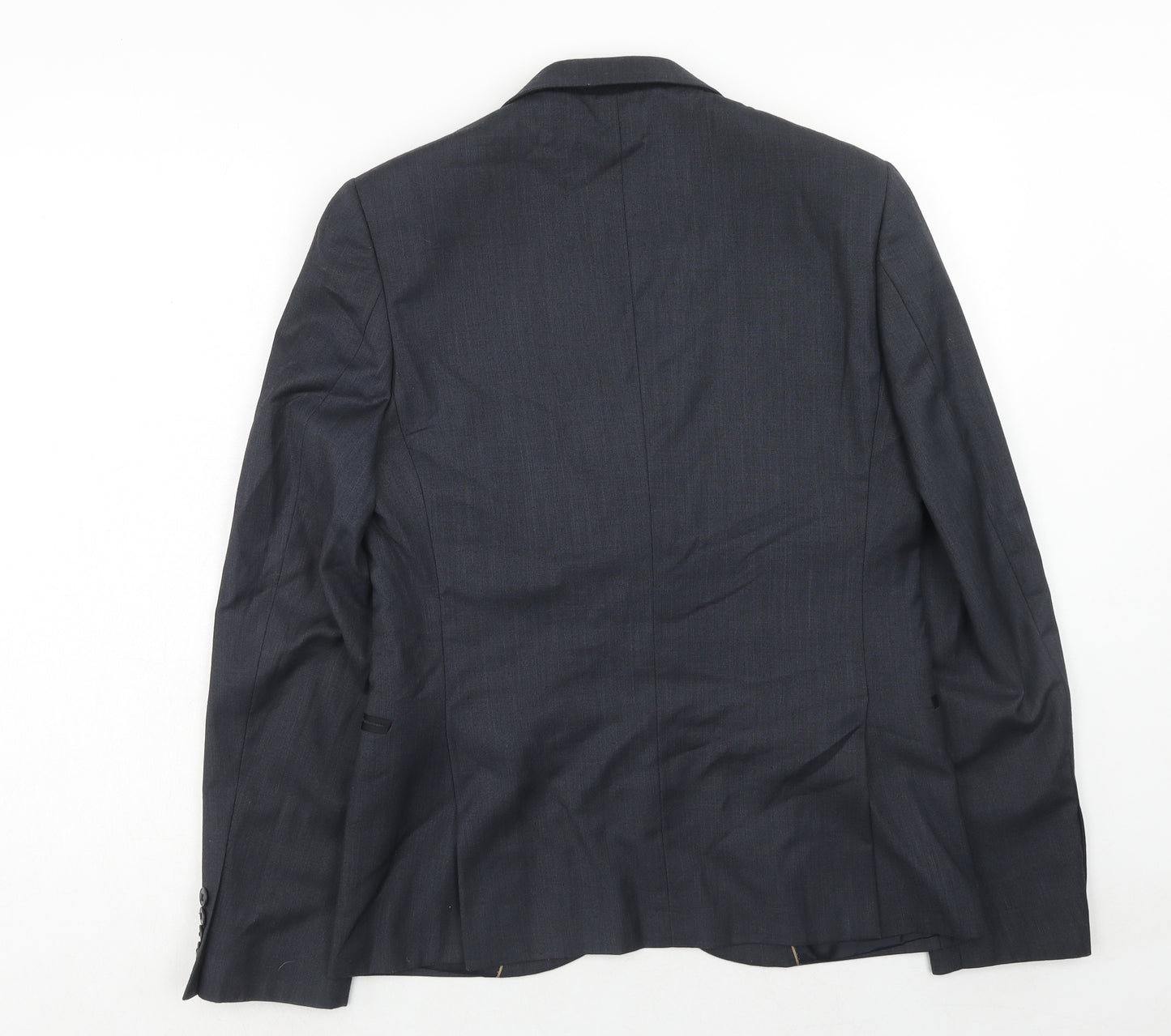 Topman Mens Blue Polyester Jacket Suit Jacket Size 38 Regular