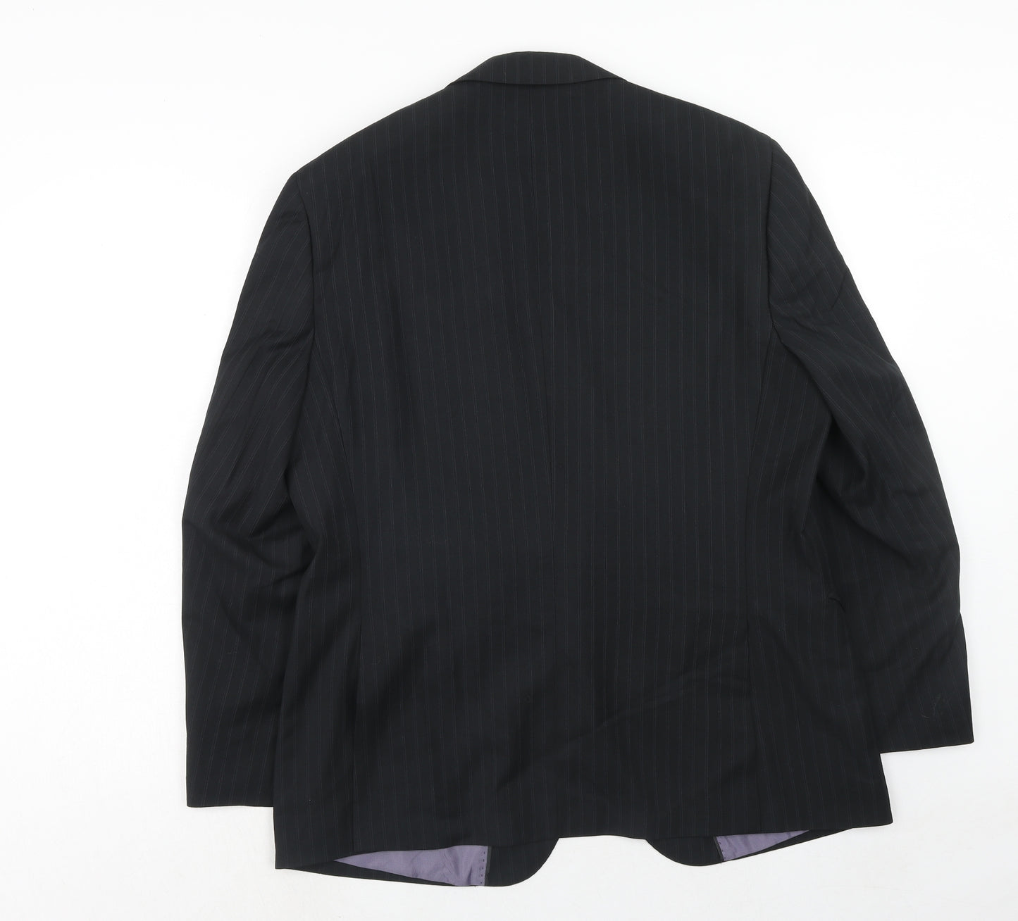 George Mens Black Striped Polyester Jacket Suit Jacket Size 42 Regular
