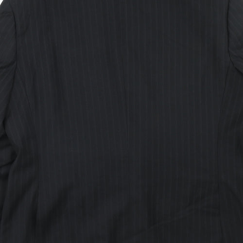 George Mens Black Striped Polyester Jacket Suit Jacket Size 42 Regular