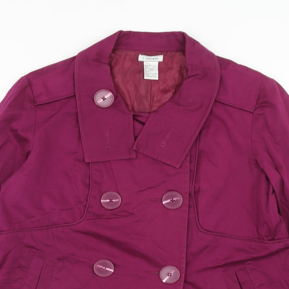 2 friends Womens Purple Parka Coat Size L Button