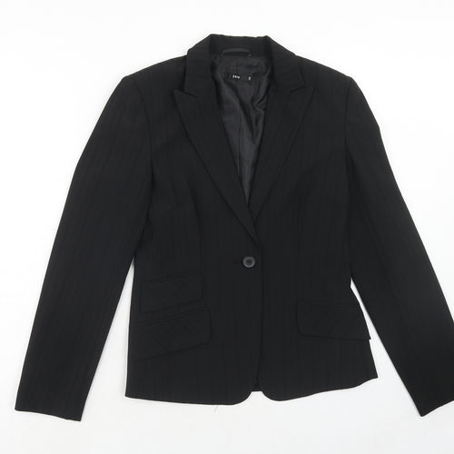 Zero Womens Black Polyester Jacket Blazer Size 8