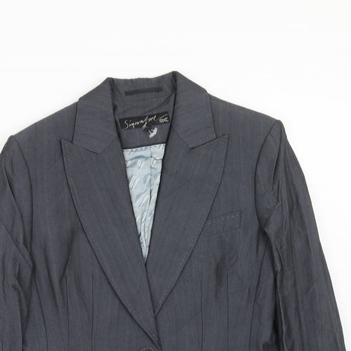 NEXT Womens Blue Viscose Jacket Suit Jacket Size 14 - Five-Button Jacket Sleeve