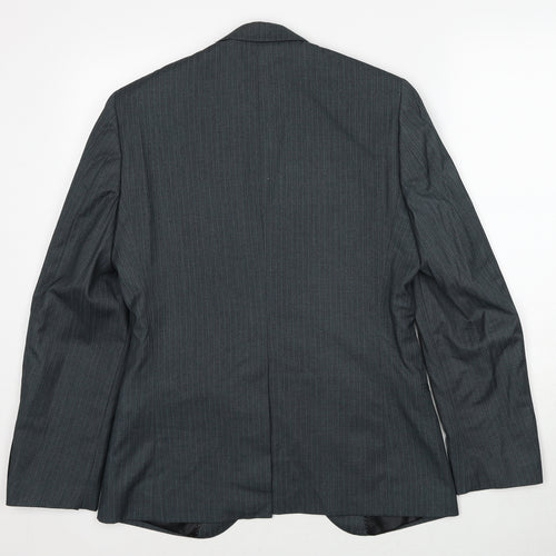 Butler and webb Mens Grey Striped Polyester Jacket Suit Jacket Size 36 Regular