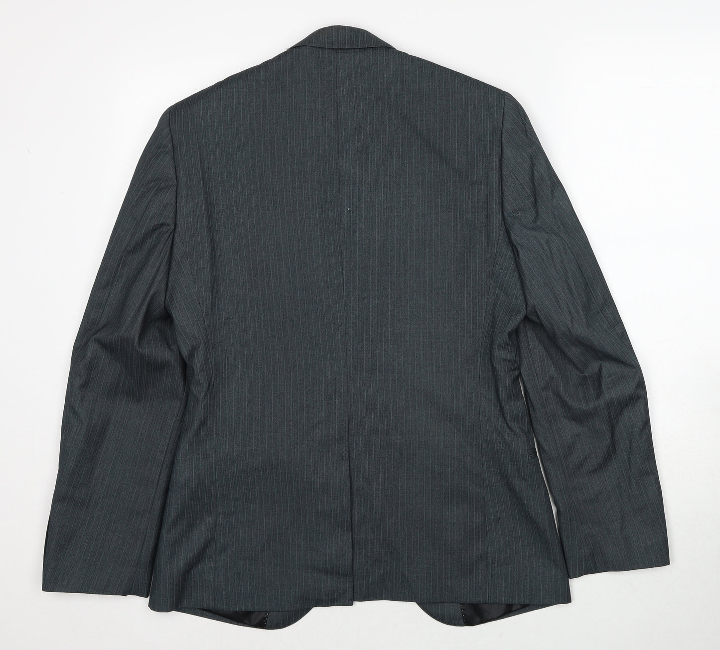 Butler and webb Mens Grey Striped Polyester Jacket Suit Jacket Size 36 Regular
