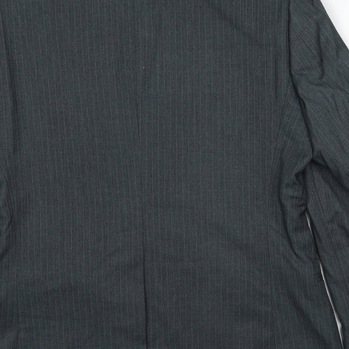 Butler and webb Mens Grey Striped Polyester Jacket Suit Jacket Size 36 Regular