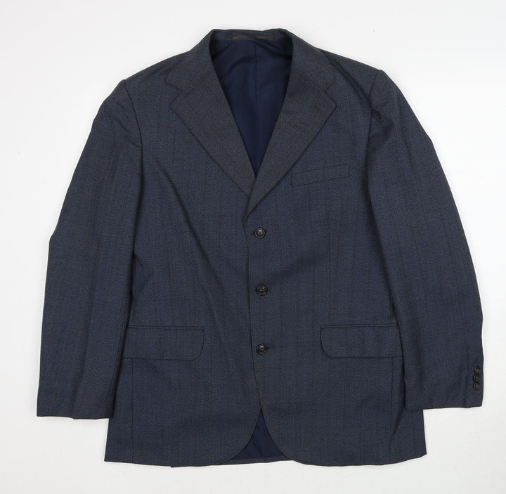 Daniel Davies Mens Blue Striped Wool Jacket Suit Jacket Size 40 Regular
