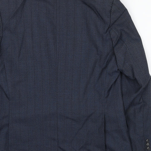 Daniel Davies Mens Blue Striped Wool Jacket Suit Jacket Size 40 Regular