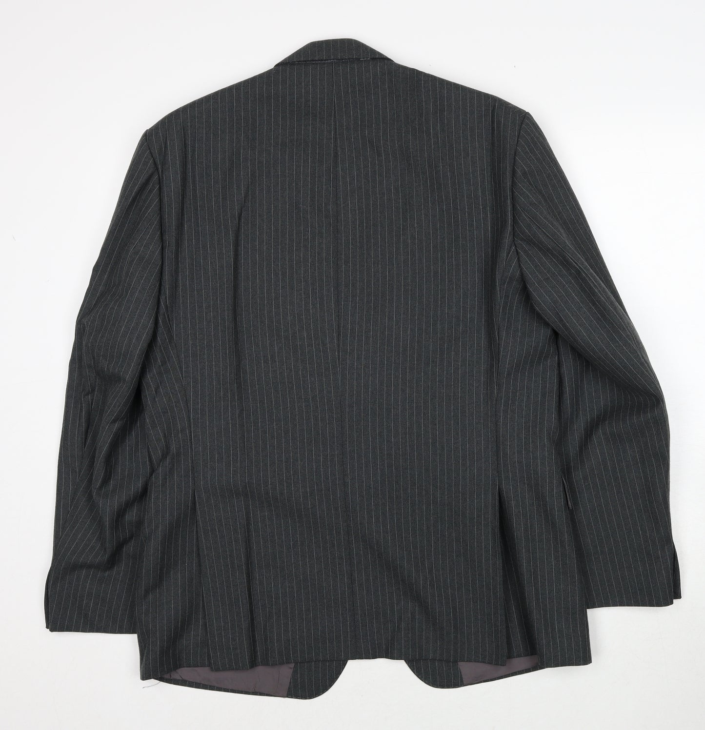 Vartkes Mens Grey Striped Polyester Jacket Suit Jacket Size 42 Regular