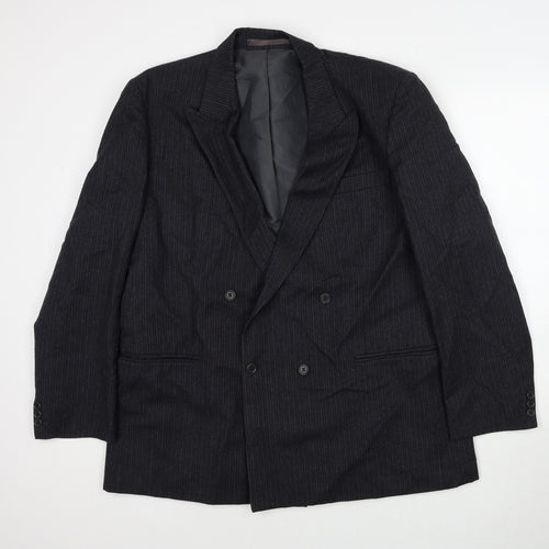 Hodges Mens Grey Striped Wool Jacket Suit Jacket Size 42 Regular