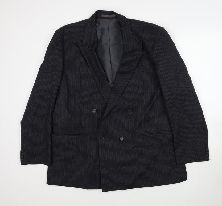 Hodges Mens Grey Striped Wool Jacket Suit Jacket Size 42 Regular