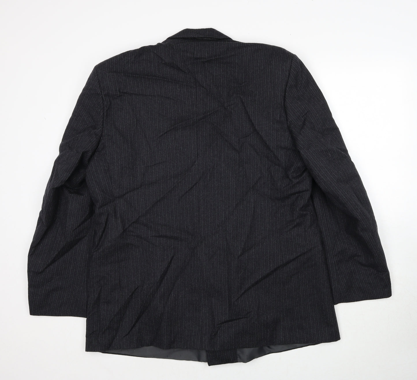 Hodges Mens Grey Striped Wool Jacket Suit Jacket Size 42 Regular