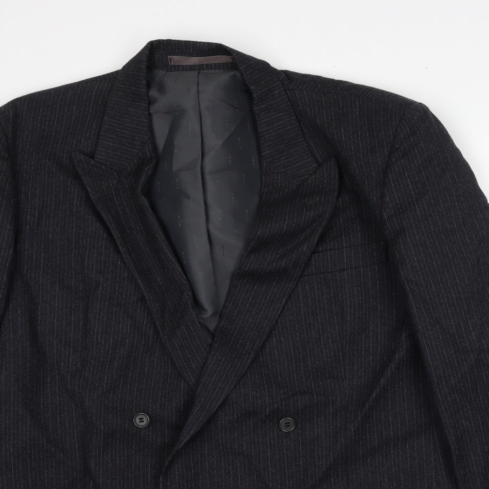 Hodges Mens Grey Striped Wool Jacket Suit Jacket Size 42 Regular