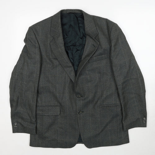 Preworn Mens Green Check Polyester Jacket Suit Jacket Size 40 Regular