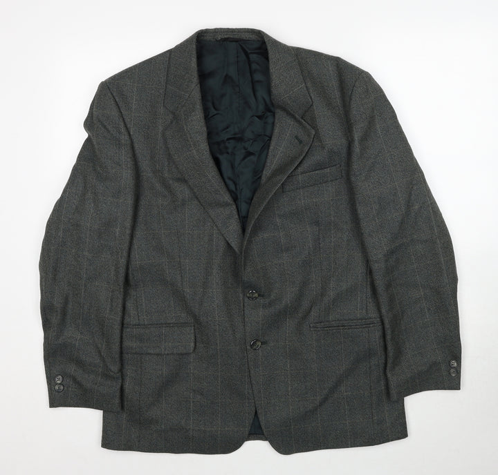 Preworn Mens Green Check Polyester Jacket Suit Jacket Size 40 Regular
