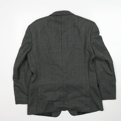 Preworn Mens Green Check Polyester Jacket Suit Jacket Size 40 Regular