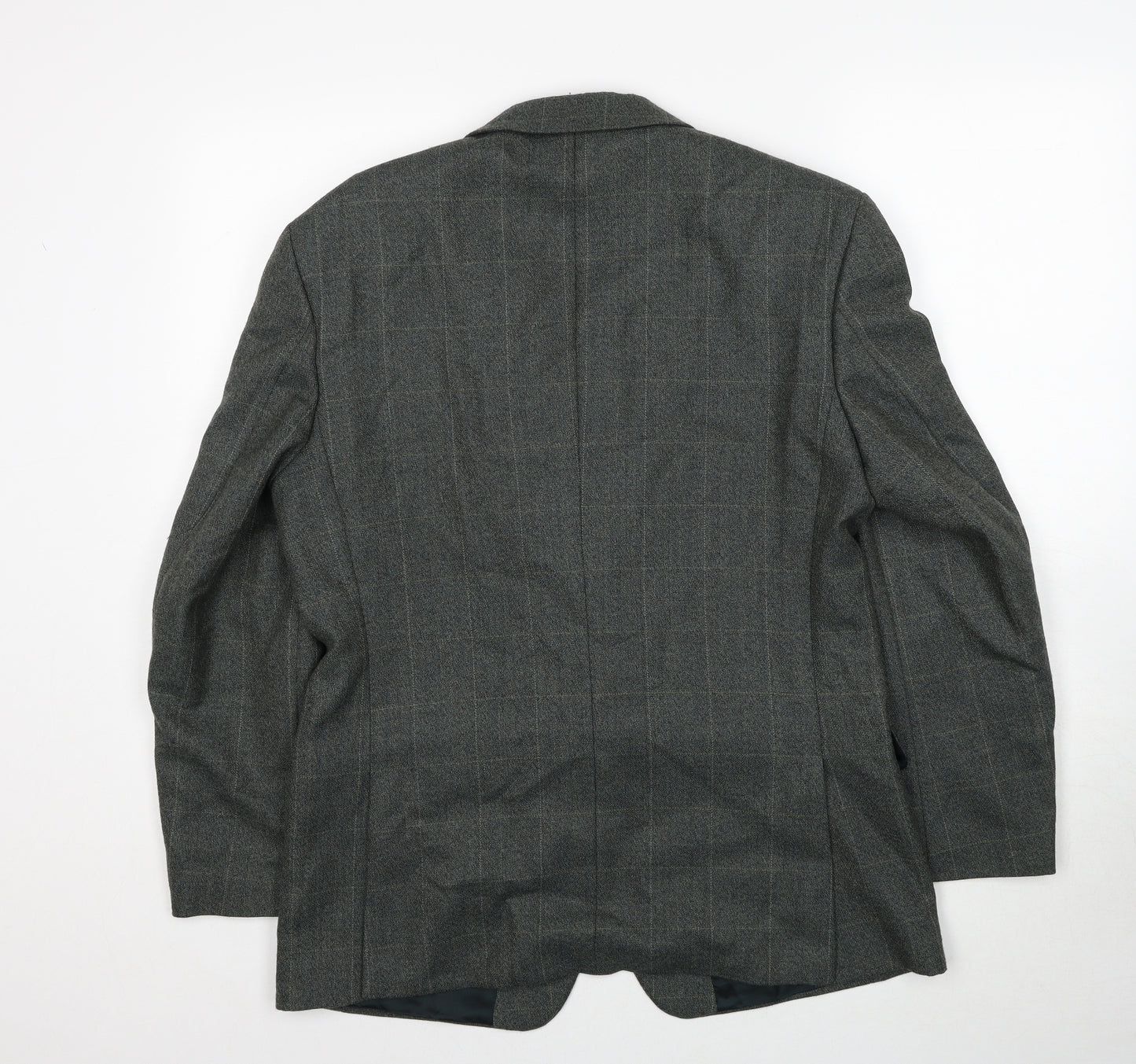 Preworn Mens Green Check Polyester Jacket Suit Jacket Size 40 Regular