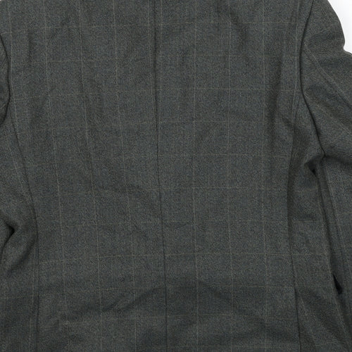 Preworn Mens Green Check Polyester Jacket Suit Jacket Size 40 Regular
