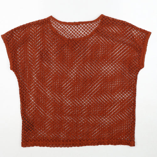 ESMARA Womens Orange Round Neck Polyester Pullover Jumper Size 10 - Size 10-12