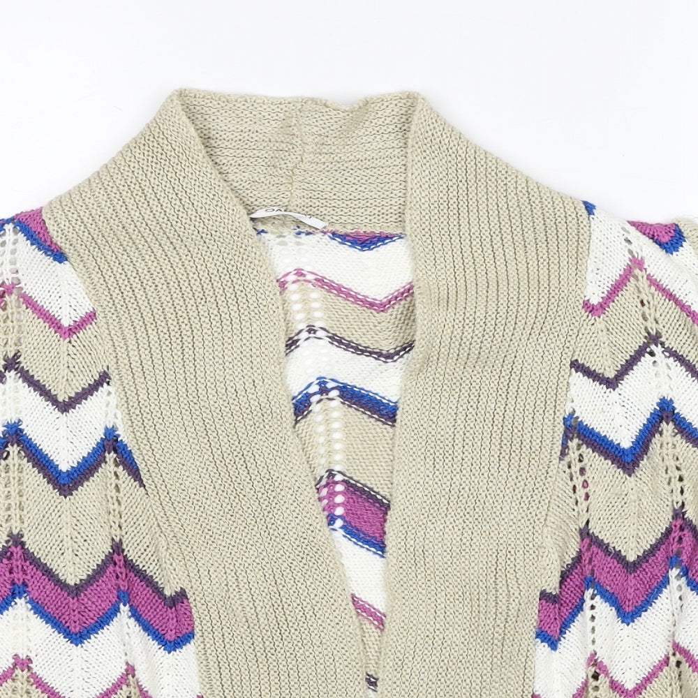 Damart Womens Multicoloured V-Neck Geometric Acrylic Cardigan Jumper Size 10 - Size 10-12