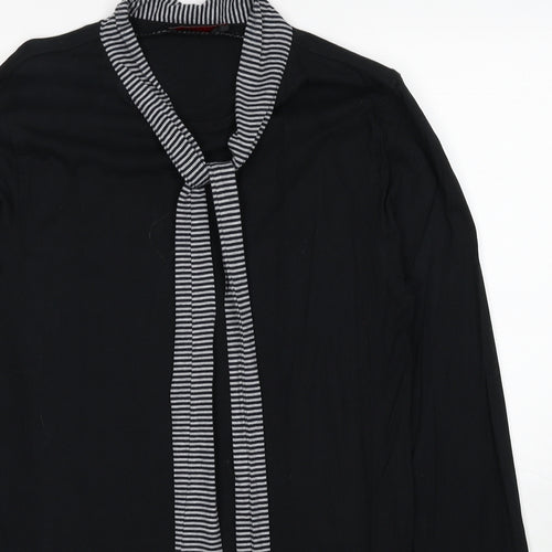 Rouge Justice Womens Black Cotton Basic Blouse Size M Round Neck - Scarf Neck Detail