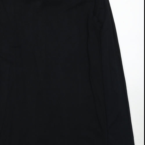 Rouge Justice Womens Black Cotton Basic Blouse Size M Round Neck - Scarf Neck Detail
