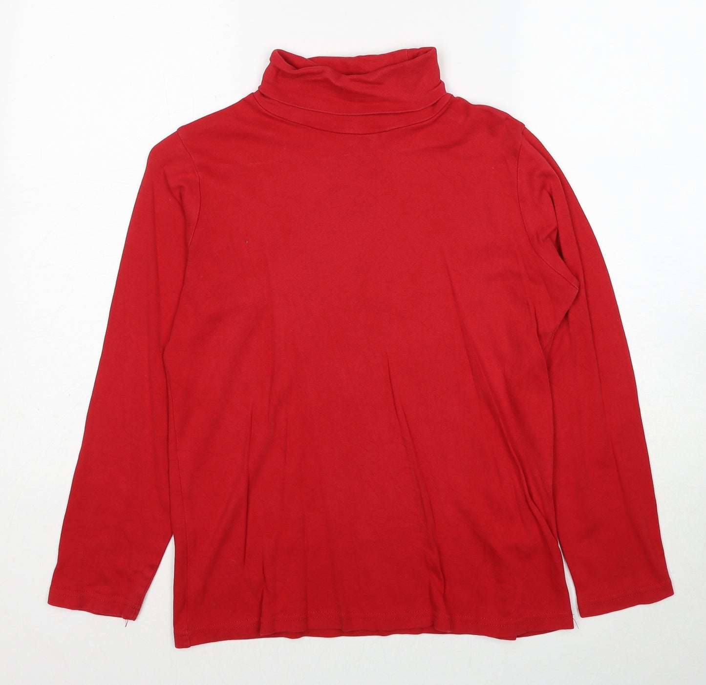 EWM Womens Red Cotton Basic T-Shirt Size 14 Roll Neck - Size 14-16