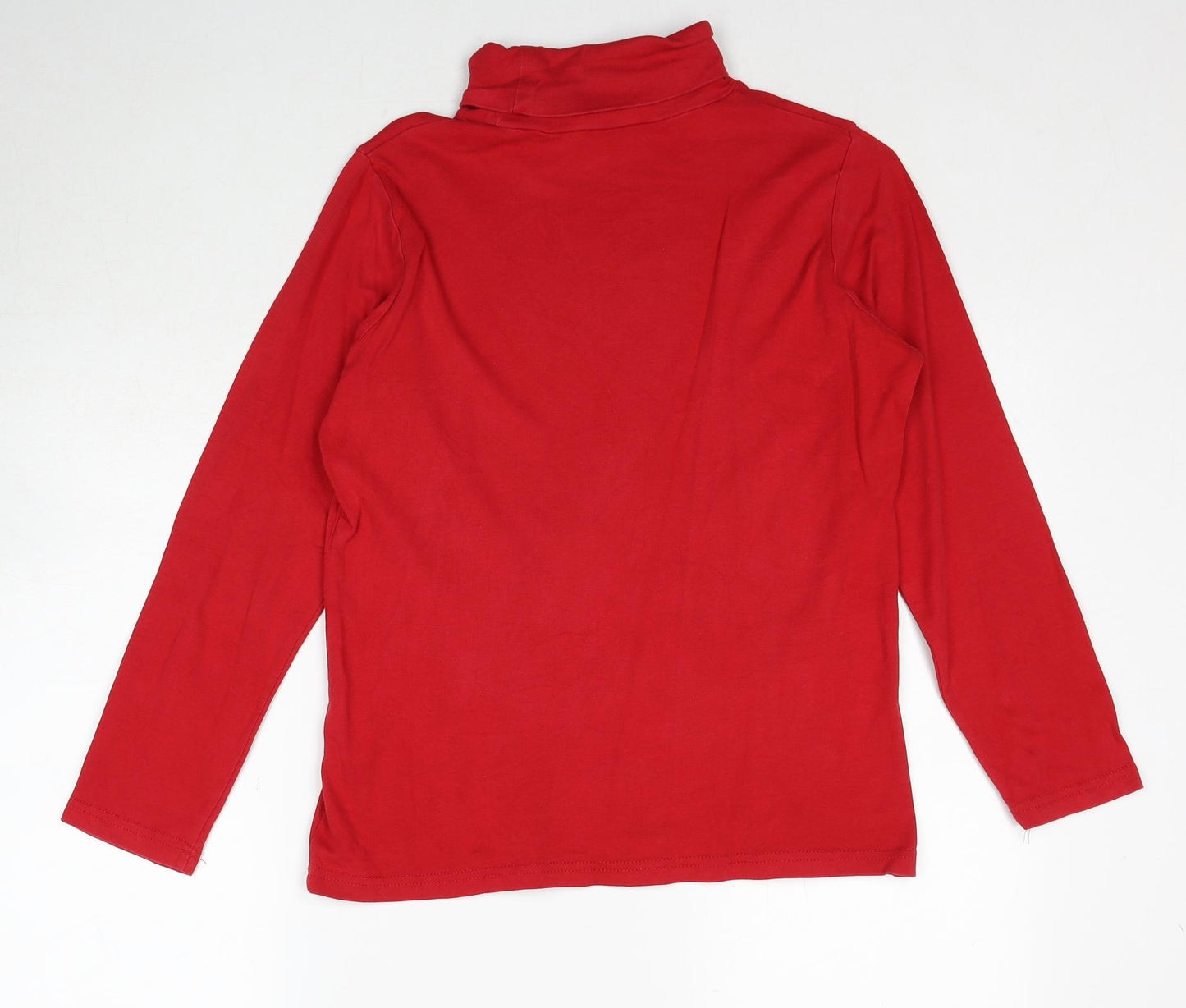 EWM Womens Red Cotton Basic T-Shirt Size 14 Roll Neck - Size 14-16