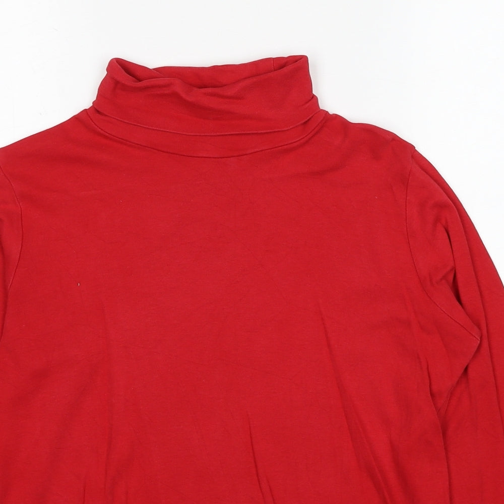 EWM Womens Red Cotton Basic T-Shirt Size 14 Roll Neck - Size 14-16