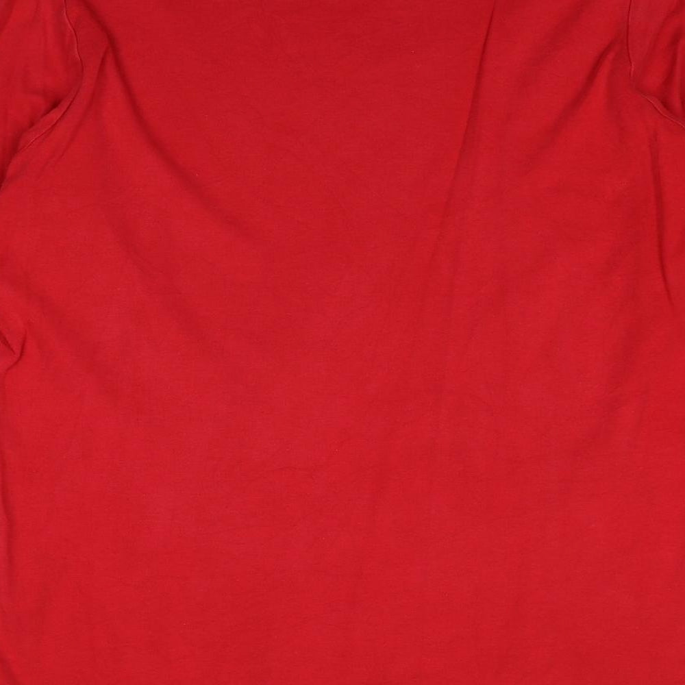 EWM Womens Red Cotton Basic T-Shirt Size 14 Roll Neck - Size 14-16