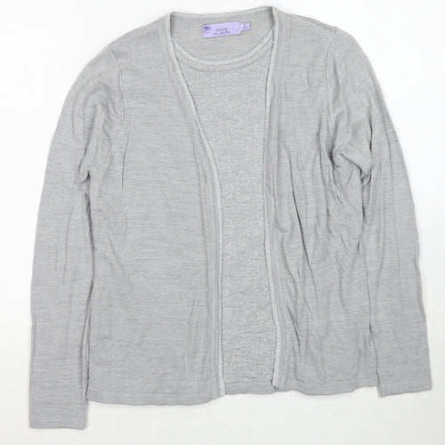 EWM Womens Grey Round Neck Acrylic Pullover Jumper Size 10 - Twin Set, Size 10-12
