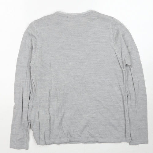 EWM Womens Grey Round Neck Acrylic Pullover Jumper Size 10 - Twin Set, Size 10-12
