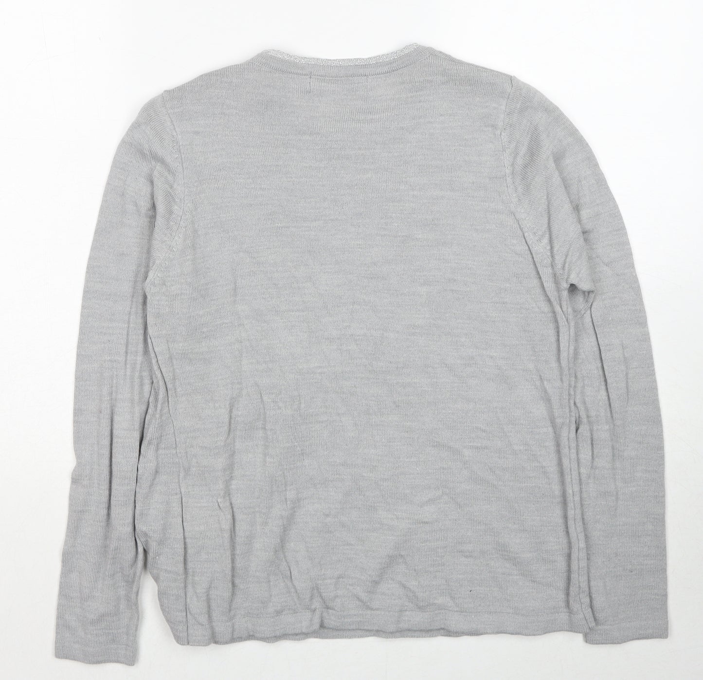 EWM Womens Grey Round Neck Acrylic Pullover Jumper Size 10 - Twin Set, Size 10-12