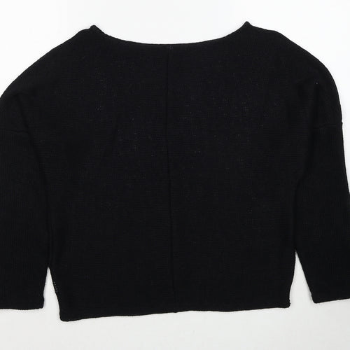 Preworn Womens Black Round Neck Cotton Pullover Jumper Size M