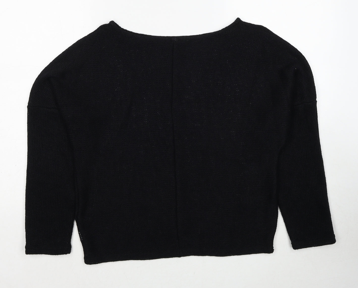 Preworn Womens Black Round Neck Cotton Pullover Jumper Size M