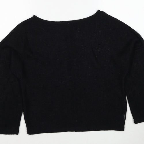 Preworn Womens Black Round Neck Cotton Pullover Jumper Size M