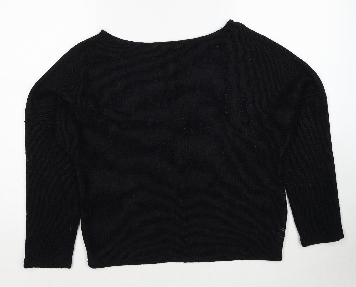 Preworn Womens Black Round Neck Cotton Pullover Jumper Size M