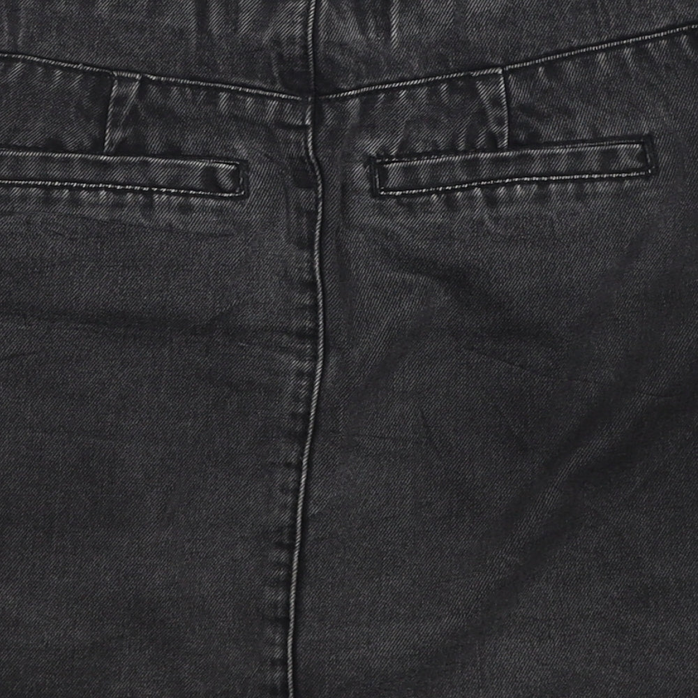 New Look Womens Black Cotton A-Line Skirt Size 10 Zip