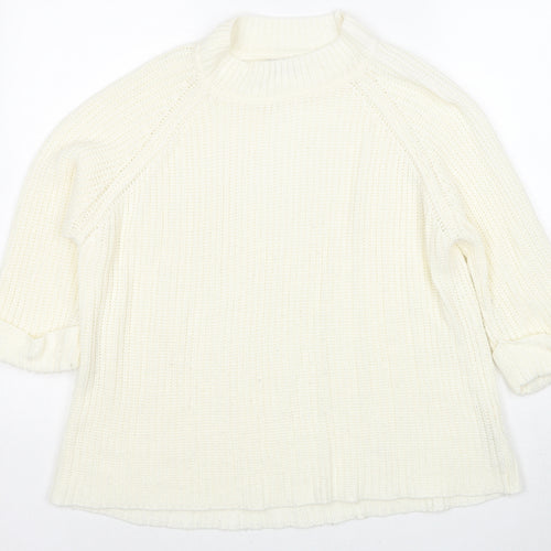 F&F Womens Ivory Mock Neck Acrylic Pullover Jumper Size 14