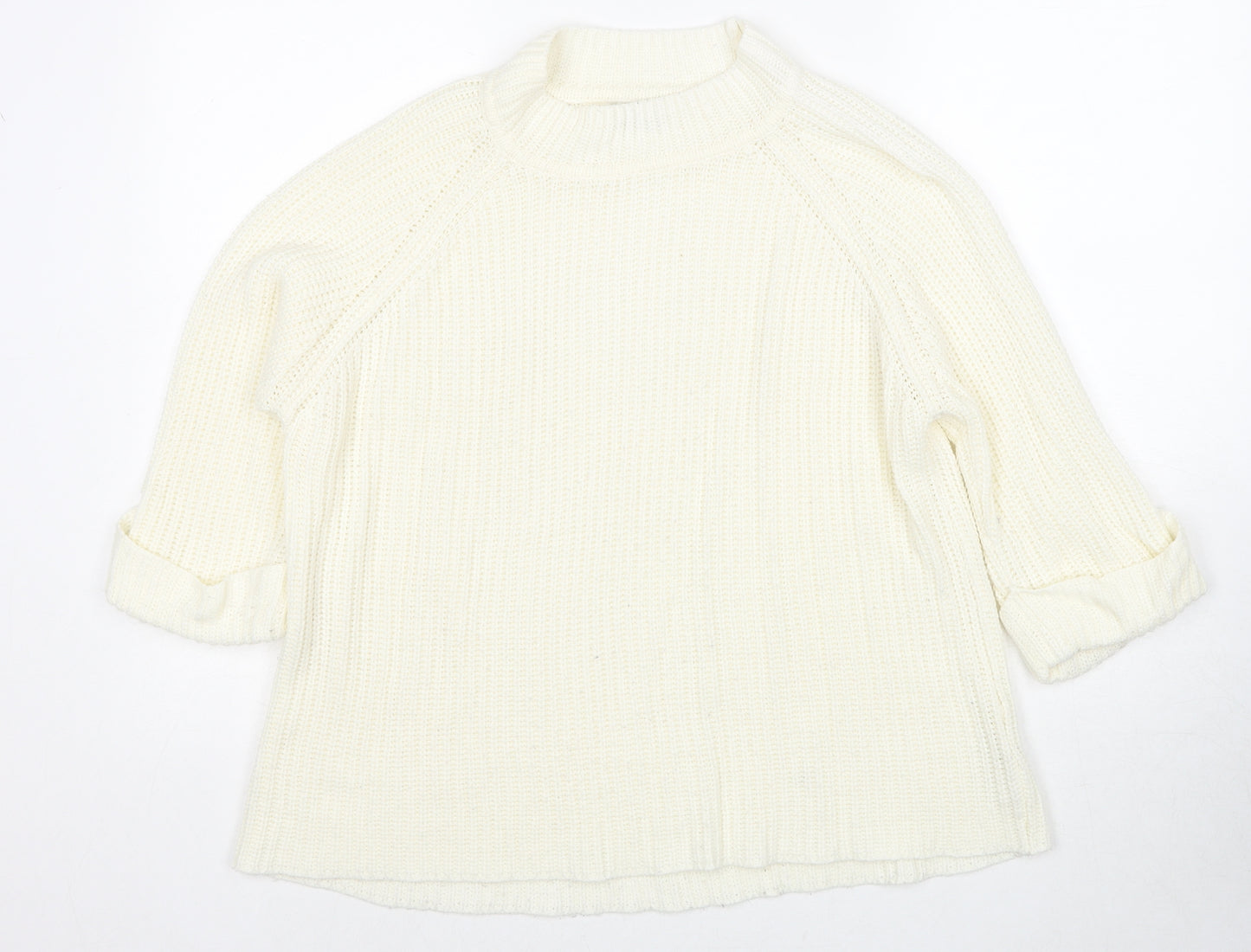 F&F Womens Ivory Mock Neck Acrylic Pullover Jumper Size 14