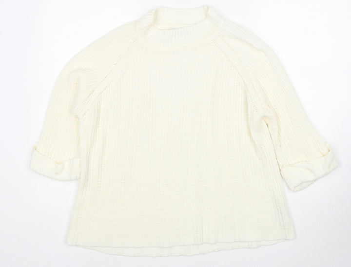 F&F Womens Ivory Mock Neck Acrylic Pullover Jumper Size 14