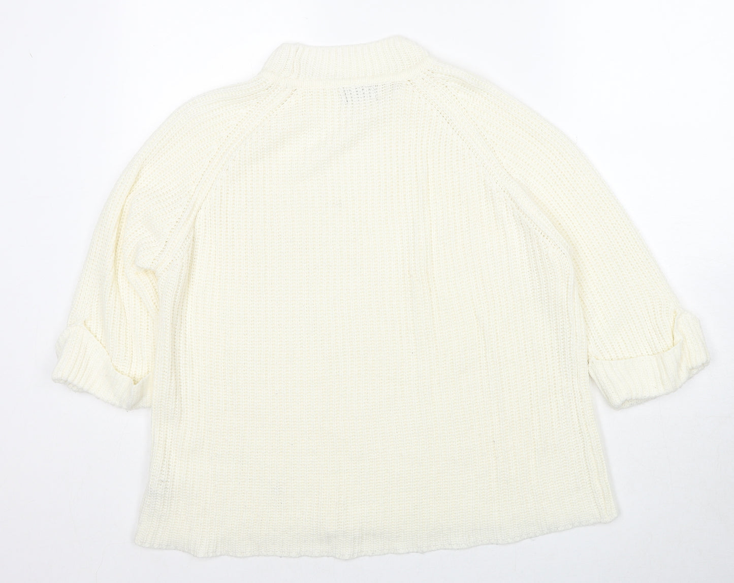 F&F Womens Ivory Mock Neck Acrylic Pullover Jumper Size 14