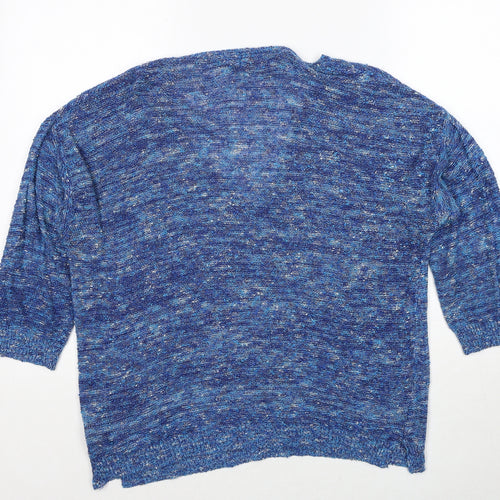 M&Co Womens Blue V-Neck Acrylic Pullover Jumper Size M