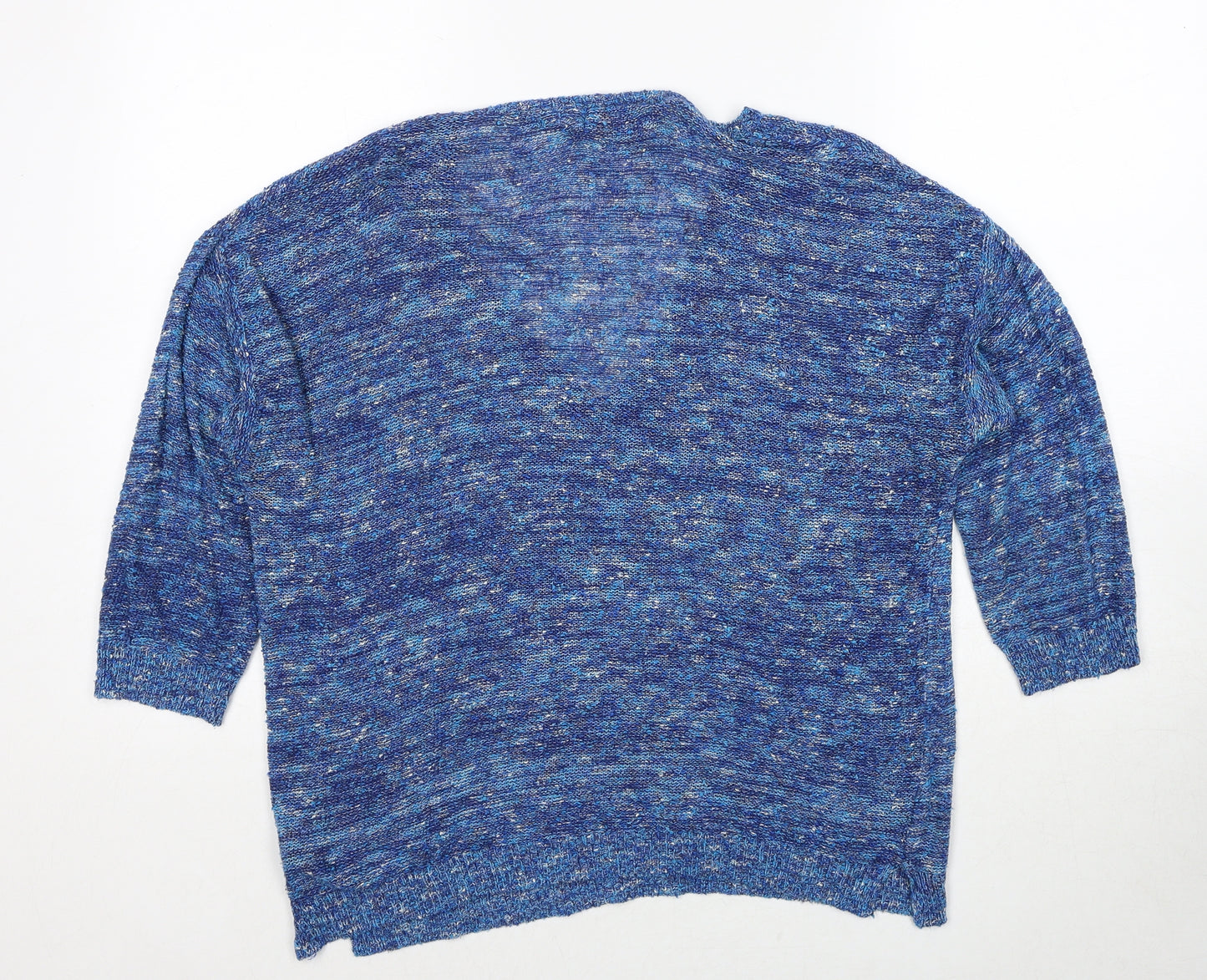 M&Co Womens Blue V-Neck Acrylic Pullover Jumper Size M