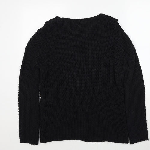 H&M Womens Black Round Neck Cotton Pullover Jumper Size S