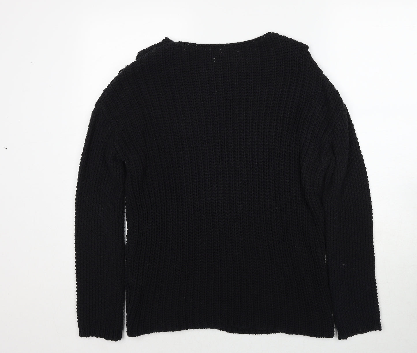 H&M Womens Black Round Neck Cotton Pullover Jumper Size S