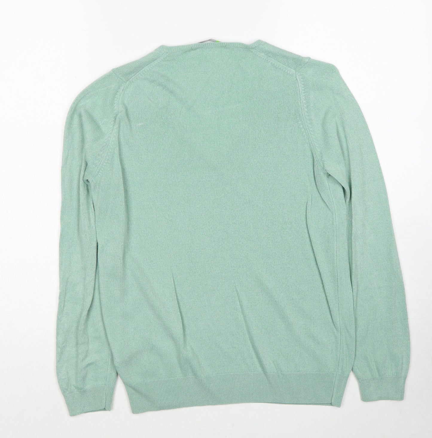 Marks and Spencer Womens Green V-Neck Acrylic Pullover Jumper Size 12