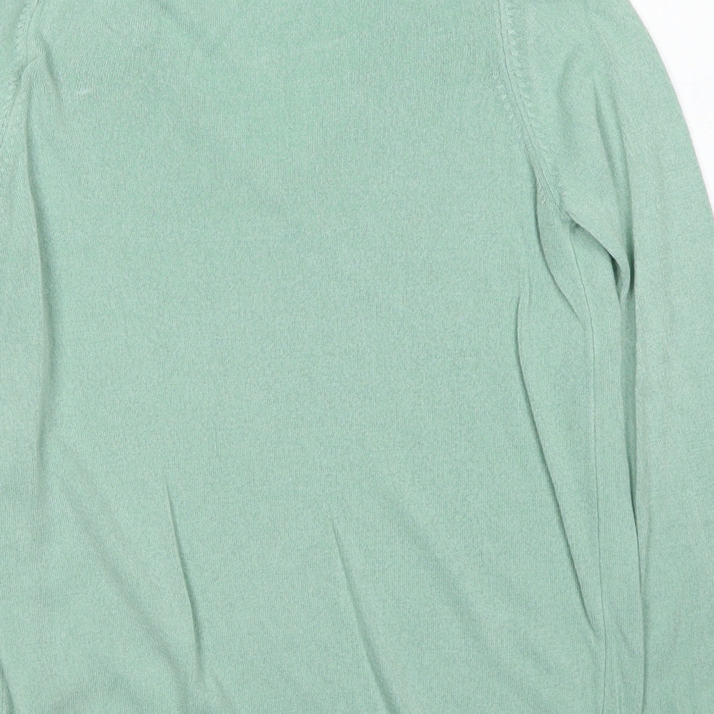 Marks and Spencer Womens Green V-Neck Acrylic Pullover Jumper Size 12