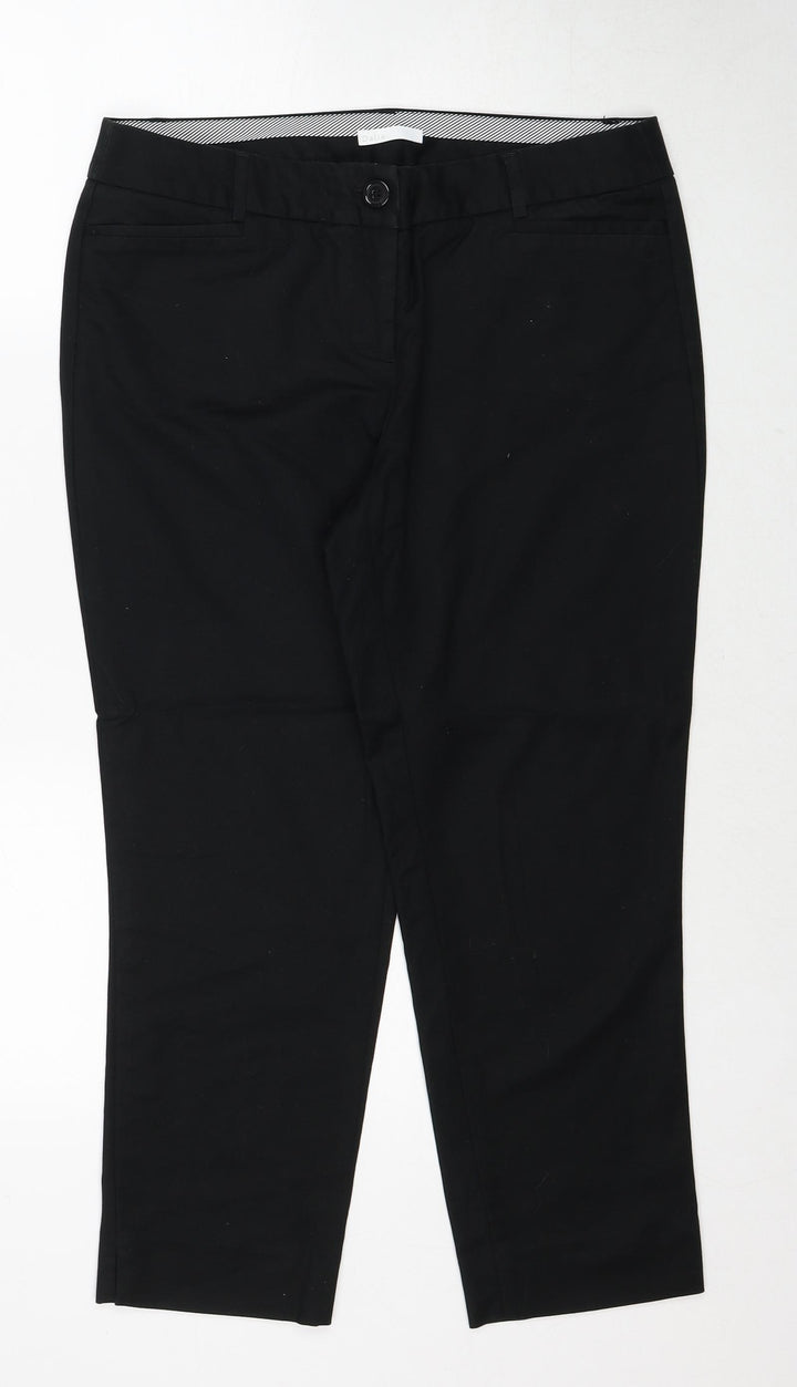 Dalia Womens Black Cotton Chino Trousers Size 10 Regular Zip