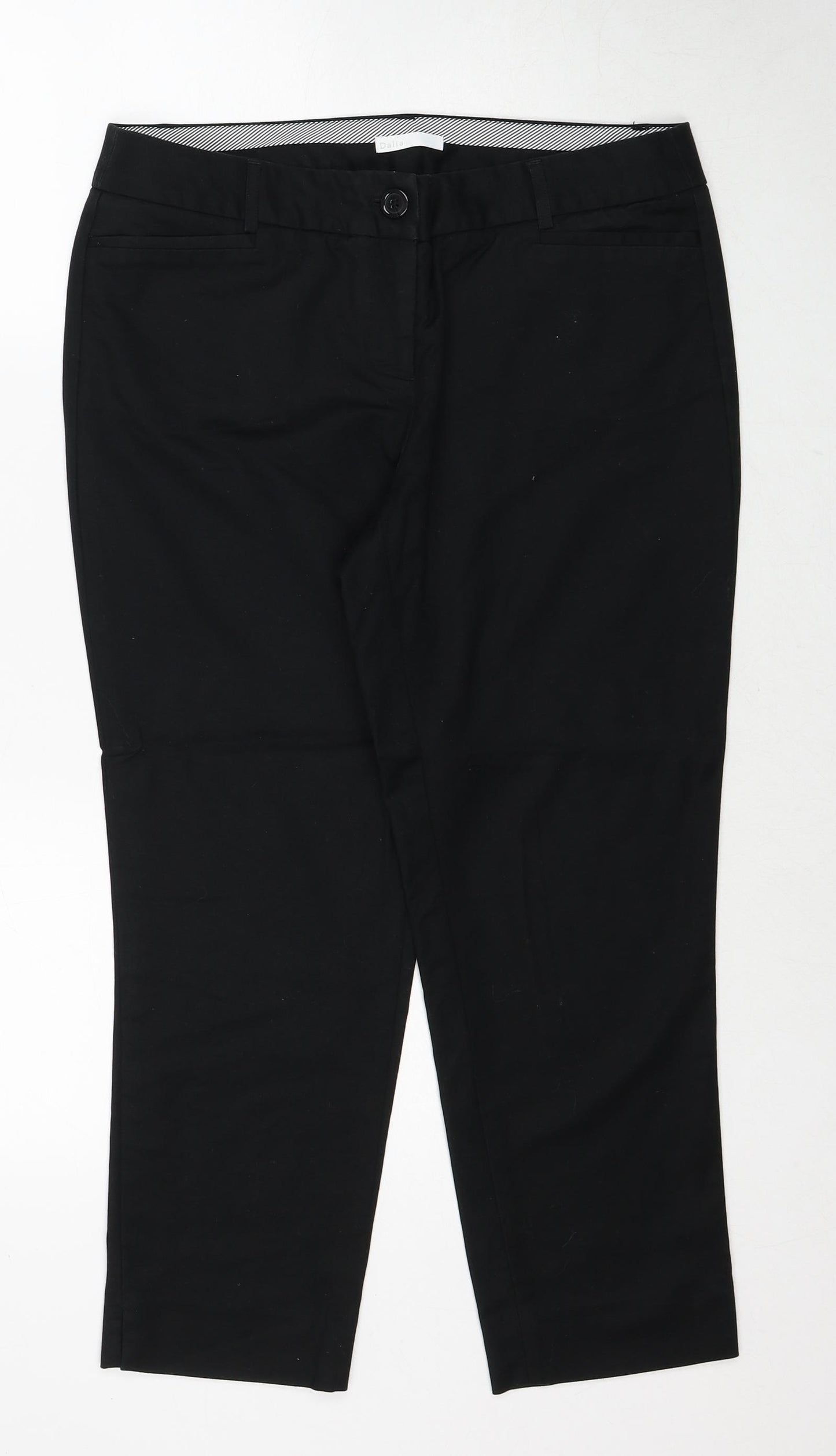 Dalia Womens Black Cotton Chino Trousers Size 10 Regular Zip